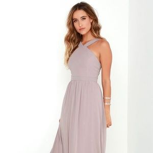 LULU's AIR OF ROMANCE TAUPE MAXI DRESS XL